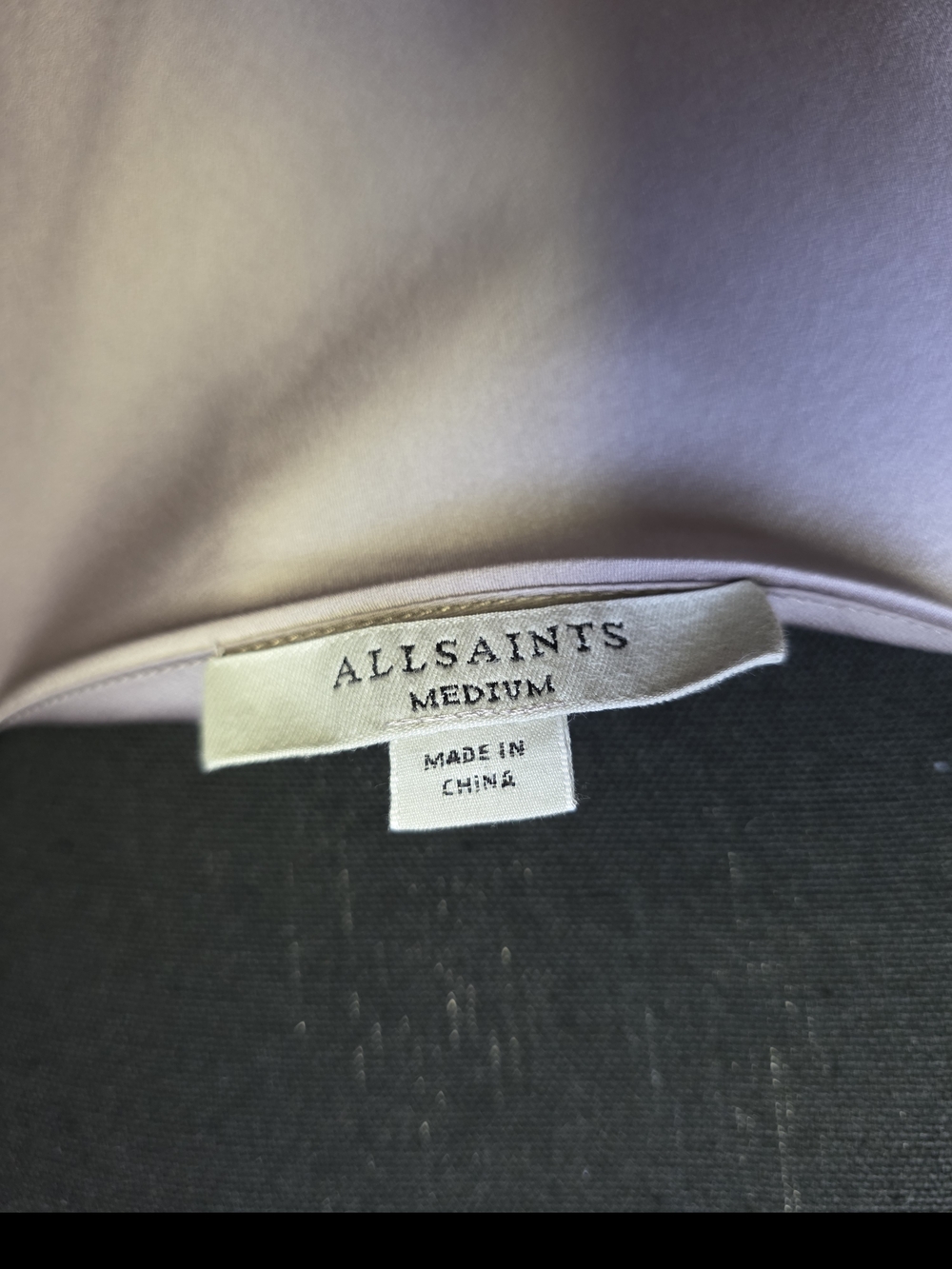 ALLSAINTS Arta V-Neck Asymmetric Hem Satin Midi Dress - Size Medium - Picture 8 of 8